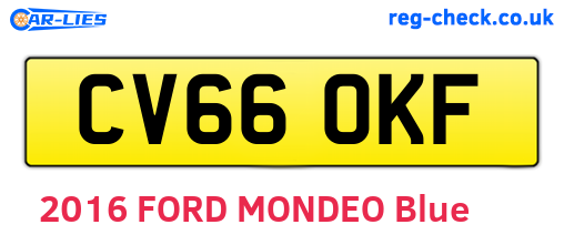 CV66OKF are the vehicle registration plates.