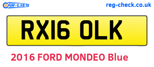 RX16OLK are the vehicle registration plates.