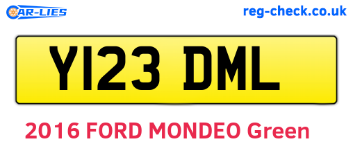 Y123DML are the vehicle registration plates.