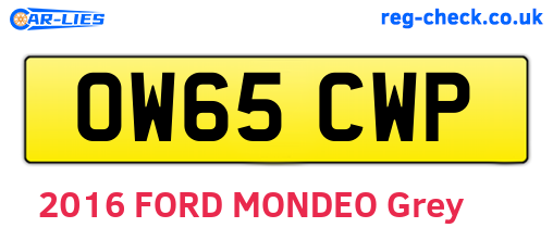 OW65CWP are the vehicle registration plates.