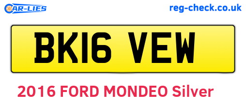 BK16VEW are the vehicle registration plates.