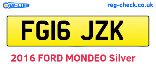 FG16JZK are the vehicle registration plates.