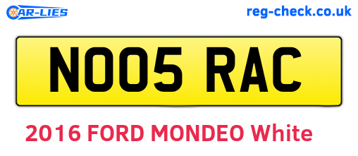 NO05RAC are the vehicle registration plates.