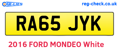 RA65JYK are the vehicle registration plates.