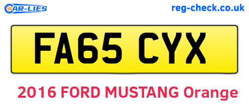 FA65CYX are the vehicle registration plates.