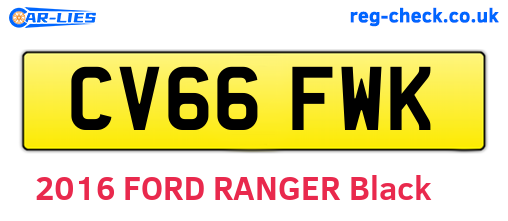 CV66FWK are the vehicle registration plates.