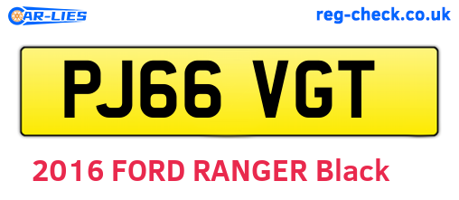 PJ66VGT are the vehicle registration plates.