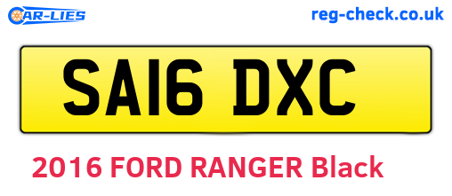 SA16DXC are the vehicle registration plates.