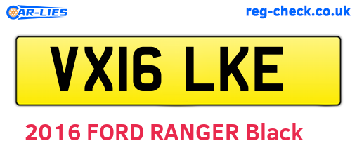 VX16LKE are the vehicle registration plates.