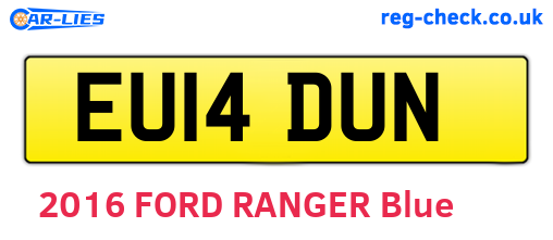 EU14DUN are the vehicle registration plates.
