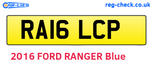 RA16LCP are the vehicle registration plates.