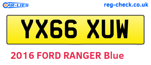 YX66XUW are the vehicle registration plates.