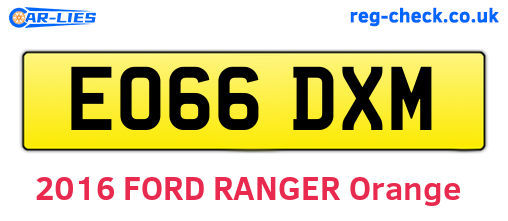 EO66DXM are the vehicle registration plates.