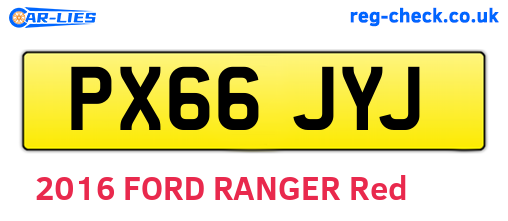 PX66JYJ are the vehicle registration plates.
