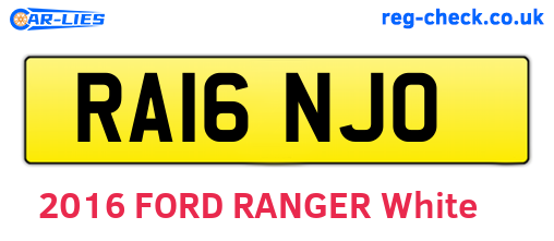 RA16NJO are the vehicle registration plates.