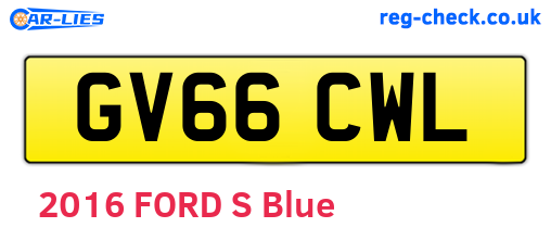 GV66CWL are the vehicle registration plates.