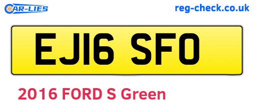 EJ16SFO are the vehicle registration plates.