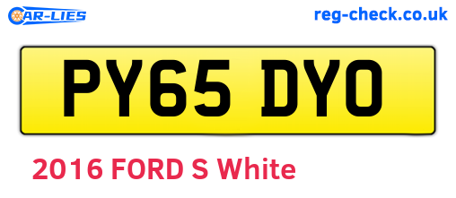 PY65DYO are the vehicle registration plates.