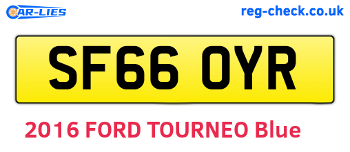 SF66OYR are the vehicle registration plates.