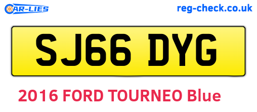 SJ66DYG are the vehicle registration plates.