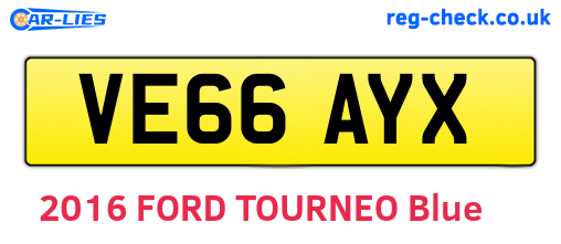 VE66AYX are the vehicle registration plates.