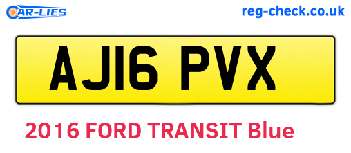 AJ16PVX are the vehicle registration plates.