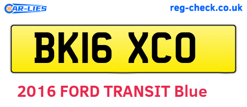 BK16XCO are the vehicle registration plates.