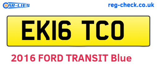 EK16TCO are the vehicle registration plates.