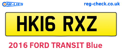 HK16RXZ are the vehicle registration plates.
