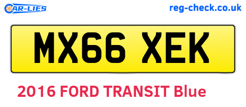MX66XEK are the vehicle registration plates.
