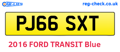 PJ66SXT are the vehicle registration plates.