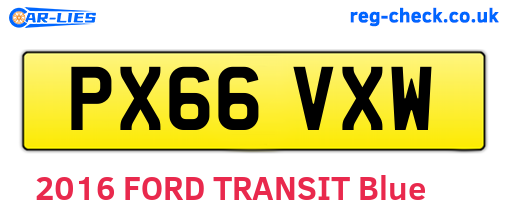 PX66VXW are the vehicle registration plates.