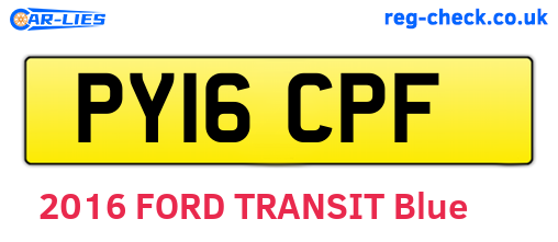 PY16CPF are the vehicle registration plates.