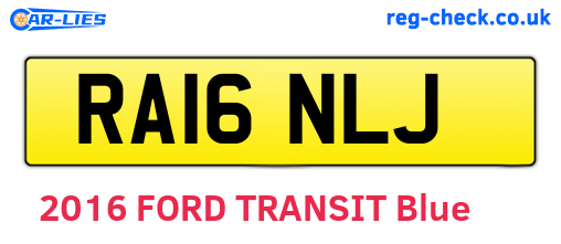 RA16NLJ are the vehicle registration plates.