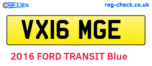 VX16MGE are the vehicle registration plates.