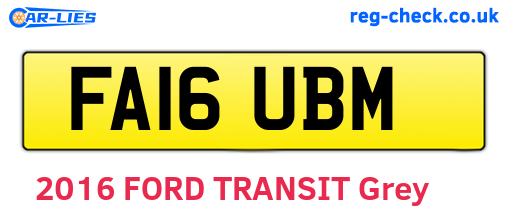 FA16UBM are the vehicle registration plates.