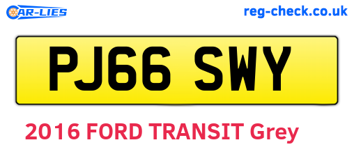 PJ66SWY are the vehicle registration plates.