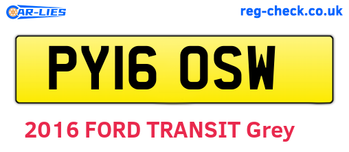 PY16OSW are the vehicle registration plates.