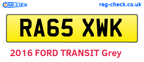 RA65XWK are the vehicle registration plates.