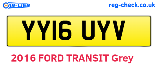 YY16UYV are the vehicle registration plates.