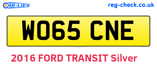 WO65CNE are the vehicle registration plates.