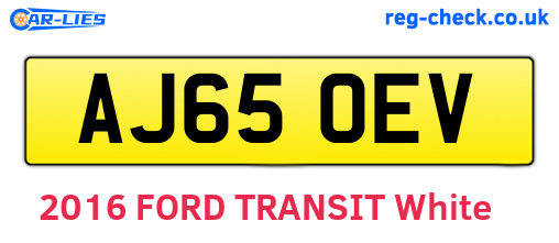 AJ65OEV are the vehicle registration plates.