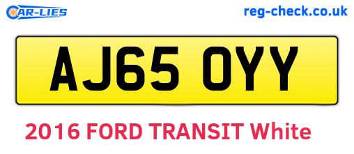 AJ65OYY are the vehicle registration plates.
