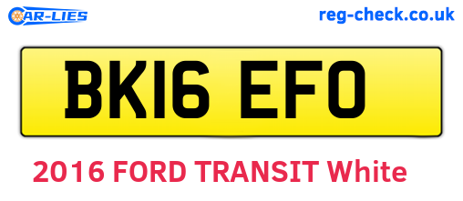 BK16EFO are the vehicle registration plates.