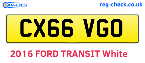 CX66VGO are the vehicle registration plates.