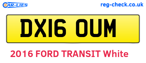 DX16OUM are the vehicle registration plates.