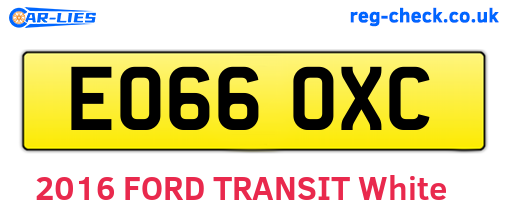 EO66OXC are the vehicle registration plates.