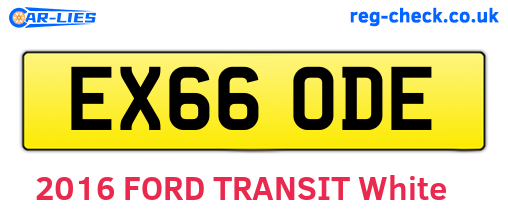 EX66ODE are the vehicle registration plates.