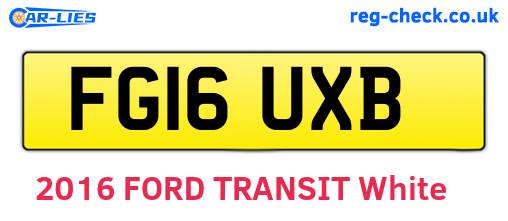FG16UXB are the vehicle registration plates.