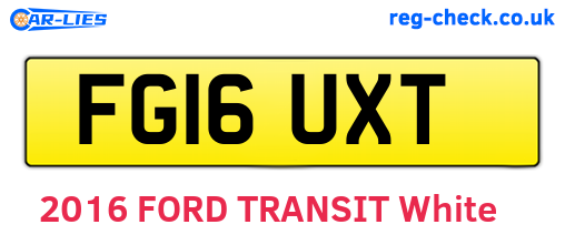 FG16UXT are the vehicle registration plates.